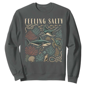 Feeling Salty Shark Lover Vintage Ocean Life Sweatshirt