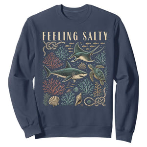 Feeling Salty Shark Lover Vintage Ocean Life Sweatshirt
