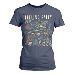 Feeling Salty Shark Lover Vintage Ocean Life T Shirt For Women