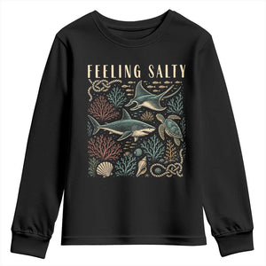 Feeling Salty Shark Lover Vintage Ocean Life Youth Sweatshirt