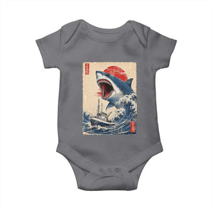 Megalodon Shark Japanese Vintage Graphic Ukiyo e Art Baby Onesie