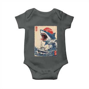 Megalodon Shark Japanese Vintage Graphic Ukiyo e Art Baby Onesie