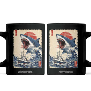 Megalodon Shark Japanese Vintage Graphic Ukiyo e Art Coffee Mug