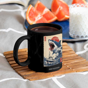 Megalodon Shark Japanese Vintage Graphic Ukiyo e Art Coffee Mug