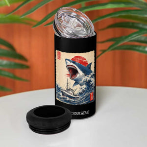 Megalodon Shark Japanese Vintage Graphic Ukiyo e Art 4 in 1 Can Cooler Tumbler