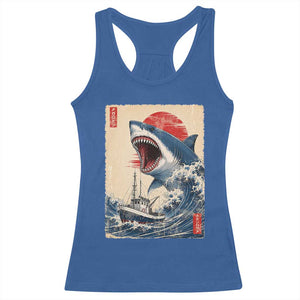Megalodon Shark Japanese Vintage Graphic Ukiyo e Art Racerback Tank Top