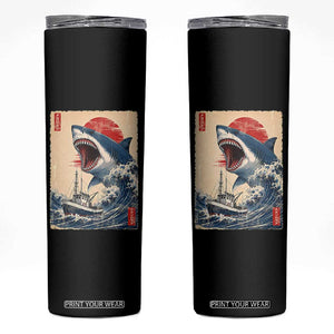 Megalodon Shark Japanese Vintage Graphic Ukiyo e Art Skinny Tumbler