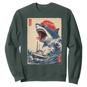 Megalodon Shark Japanese Vintage Graphic Ukiyo e Art Sweatshirt