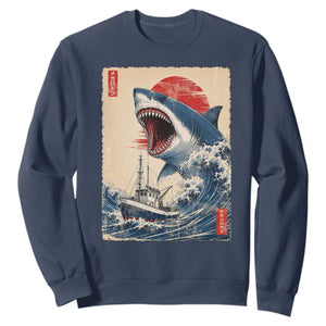 Megalodon Shark Japanese Vintage Graphic Ukiyo e Art Sweatshirt