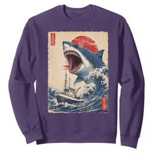 Megalodon Shark Japanese Vintage Graphic Ukiyo e Art Sweatshirt