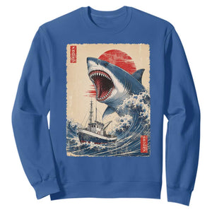 Megalodon Shark Japanese Vintage Graphic Ukiyo e Art Sweatshirt