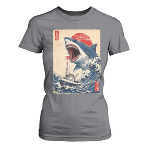 Megalodon Shark Japanese Vintage Graphic Ukiyo e Art T Shirt For Women
