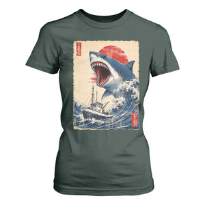 Megalodon Shark Japanese Vintage Graphic Ukiyo e Art T Shirt For Women