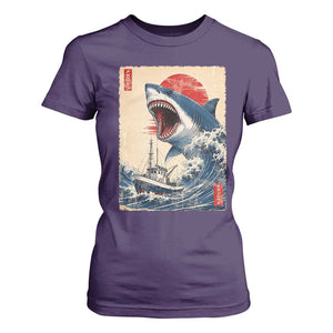 Megalodon Shark Japanese Vintage Graphic Ukiyo e Art T Shirt For Women