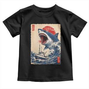 Megalodon Shark Japanese Vintage Graphic Ukiyo e Art Toddler T Shirt