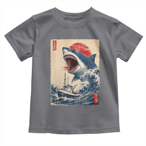 Megalodon Shark Japanese Vintage Graphic Ukiyo e Art Toddler T Shirt