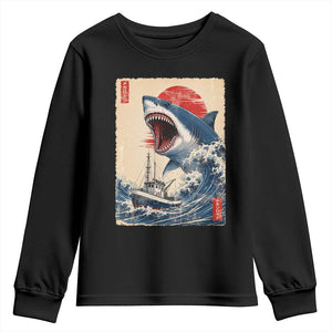Megalodon Shark Japanese Vintage Graphic Ukiyo e Art Youth Sweatshirt
