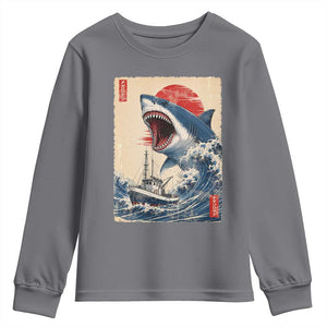 Megalodon Shark Japanese Vintage Graphic Ukiyo e Art Youth Sweatshirt