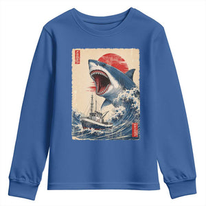 Megalodon Shark Japanese Vintage Graphic Ukiyo e Art Youth Sweatshirt