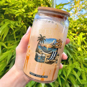 Proud Member of Too Old To Care Boomer Club Glass Can Funny Baby Boomer Retire Summer Vacation
