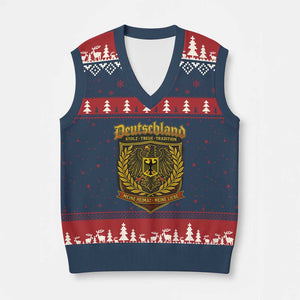 German Heritage Pride V-Neck Knit Sweater Vest Deutschland Stolz Treue Tradition Meine Heimat Meine Liebe TS11 Navy Red Print Your Wear