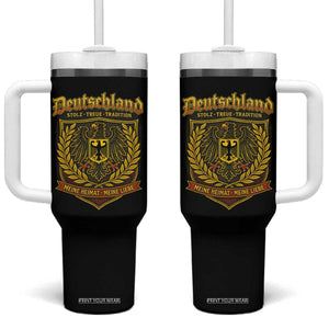 German Heritage Pride Tumbler With Handle Deutschland Stolz Treue Tradition Meine Heimat Meine Liebe TS11 One Size: 40 oz Black Print Your Wear
