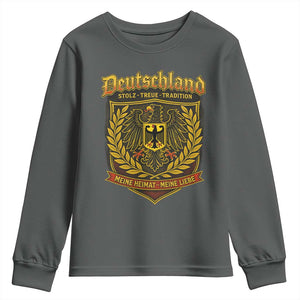 German Heritage Pride Youth Sweatshirt Deutschland Stolz Treue Tradition Meine Heimat Meine Liebe TS11 Dark Heather Print Your Wear
