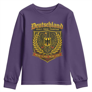 German Heritage Pride Youth Sweatshirt Deutschland Stolz Treue Tradition Meine Heimat Meine Liebe TS11 Purple Print Your Wear