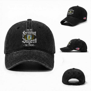 Bayern Bavaria German Washed Cotton Baseball Cap Dem Freistaat Bayern Die Treue TS11 Washed Cap Universal Fit Black Print Your Wear