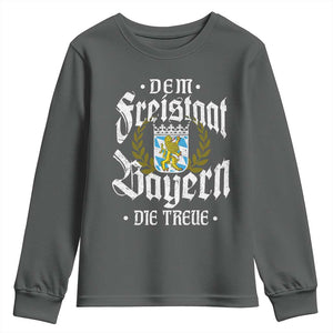 Bayern Bavaria German Youth Sweatshirt Dem Freistaat Bayern Die Treue TS11 Dark Heather Print Your Wear