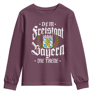 Bayern Bavaria German Youth Sweatshirt Dem Freistaat Bayern Die Treue TS11 Maroon Print Your Wear