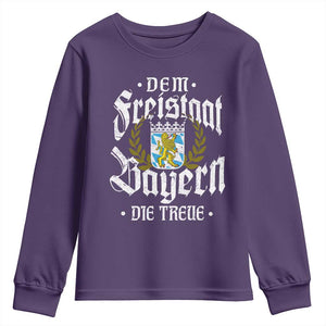 Bayern Bavaria German Youth Sweatshirt Dem Freistaat Bayern Die Treue TS11 Purple Print Your Wear