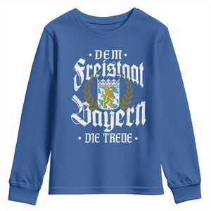 Bayern Bavaria German Youth Sweatshirt Dem Freistaat Bayern Die Treue TS11 Royal Blue Print Your Wear