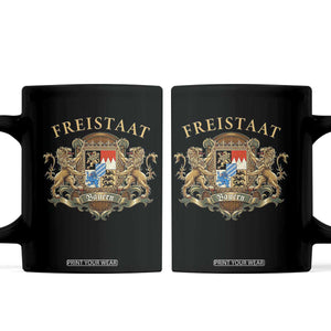 Bavarian Pride Coffee Mug Freistaat Bayern Golden Lion Coat Of Arms TS11 Black Print Your Wear