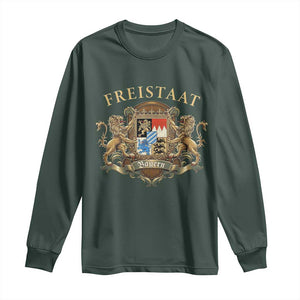 Bavarian Pride Long Sleeve Shirt Freistaat Bayern Golden Lion Coat Of Arms TS11 Dark Forest Green Print Your Wear