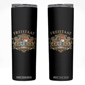 Bavarian Pride Skinny Tumbler Freistaat Bayern Golden Lion Coat Of Arms TS11 Black Print Your Wear