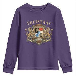 Bavarian Pride Youth Sweatshirt Freistaat Bayern Golden Lion Coat Of Arms TS11 Purple Print Your Wear