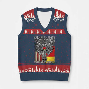 German By Blood American By Birth Patriot By Choice V-Neck Knit Sweater Vest German Americans TS11 Navy Red Print Your Wear
