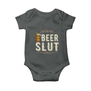 Funny Oktoberfest Beer Slut Baby Onesie German Beer Stein Drinking Lover TS11 Dark Heather Print Your Wear