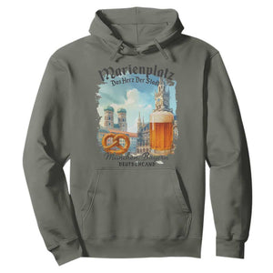 Bavarian Festival Munich Oktoberfest Hoodie Das Herz Der Stadt Beer Pretzel TS11 Military Green Print Your Wear