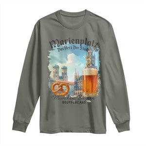 Bavarian Festival Munich Oktoberfest Long Sleeve Shirt Das Herz Der Stadt Beer Pretzel TS11 Military Green Print Your Wear