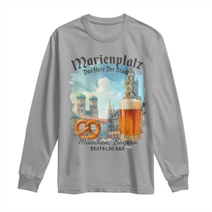 Bavarian Festival Munich Oktoberfest Long Sleeve Shirt Das Herz Der Stadt Beer Pretzel TS11 Sport Gray Print Your Wear