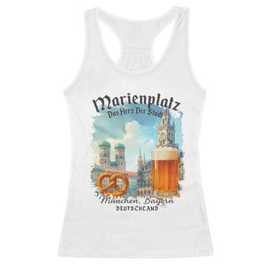 Bavarian Festival Munich Oktoberfest Racerback Tank Top Das Herz Der Stadt Beer Pretzel TS11 White Print Your Wear