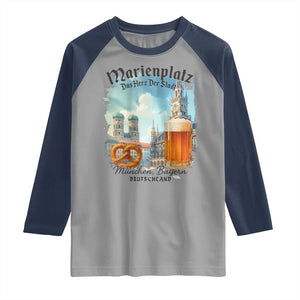 Bavarian Festival Munich Oktoberfest Raglan Shirt Das Herz Der Stadt Beer Pretzel TS11 Sport Gray Navy Print Your Wear