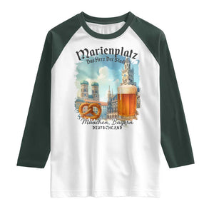 Bavarian Festival Munich Oktoberfest Raglan Shirt Das Herz Der Stadt Beer Pretzel TS11 White Dark Forest Green Print Your Wear