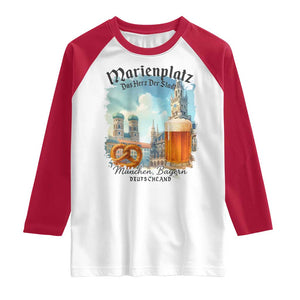 Bavarian Festival Munich Oktoberfest Raglan Shirt Das Herz Der Stadt Beer Pretzel TS11 White Red Print Your Wear