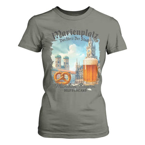 Bavarian Festival Munich Oktoberfest T Shirt For Women Das Herz Der Stadt Beer Pretzel TS11 Military Green Print Your Wear