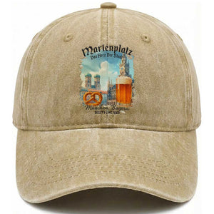 Bavarian Festival Munich Oktoberfest Washed Cotton Baseball Cap Das Herz Der Stadt Beer Pretzel TS11 Print Your Wear