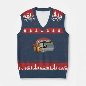 Funny Batches Be Hazy V-Neck Knit Sweater Vest Vintage Craft Beer Brewing TS11 Navy Red Print Your Wear
