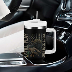 Funny I Still Play Duck Duck Goose Tumbler With Handle Duck Hunting Dog Back Lab TS11 Print Your Wear